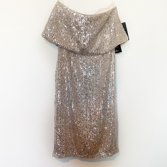 Lulu's Perfect Kiss Sequin Strapless Midi Dress Party Holiday Silver Small NWT - Picture 4 of 10